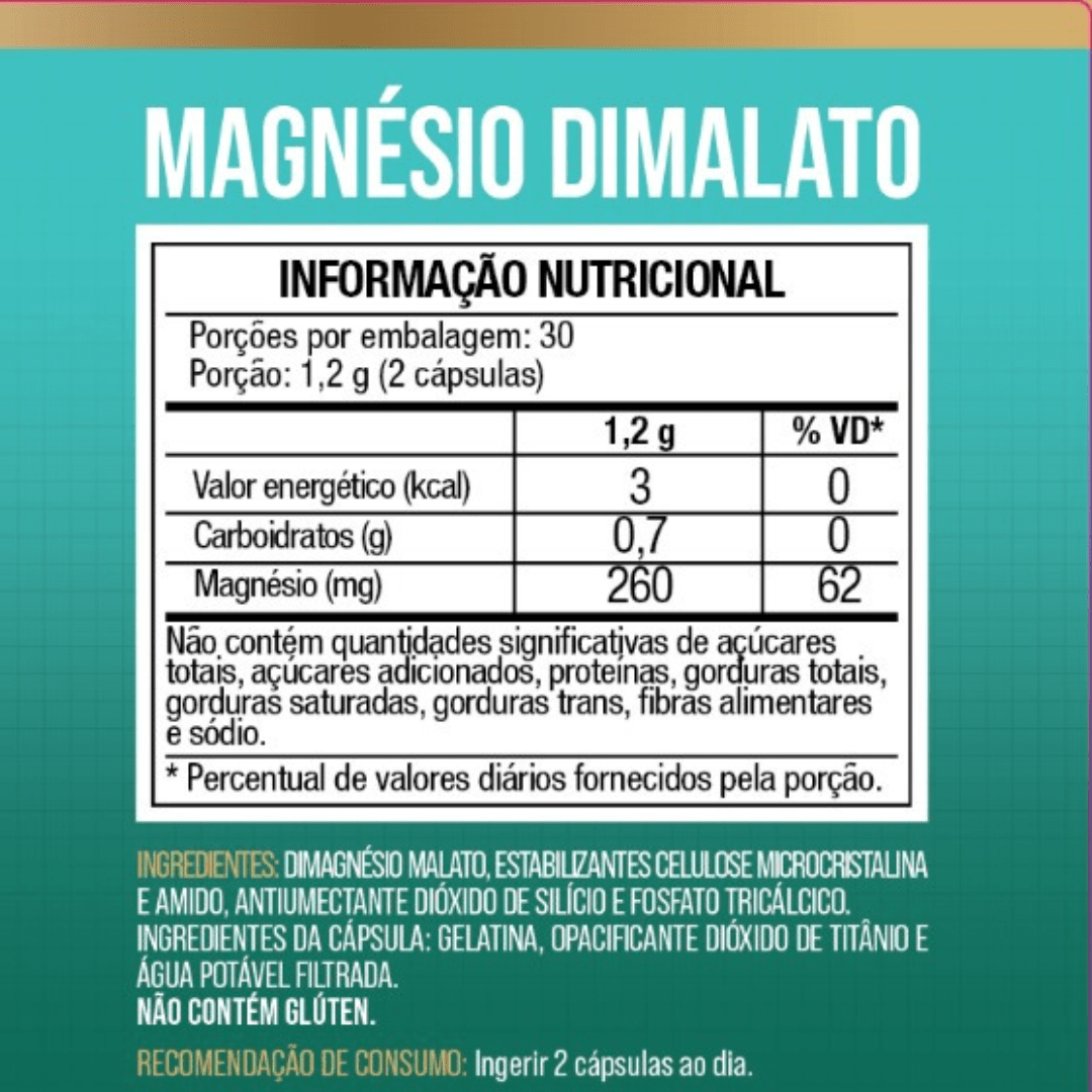 Magnésio Dimalato Puro Alta Concentração 180 Cápsulas - NutriOne E - commerce