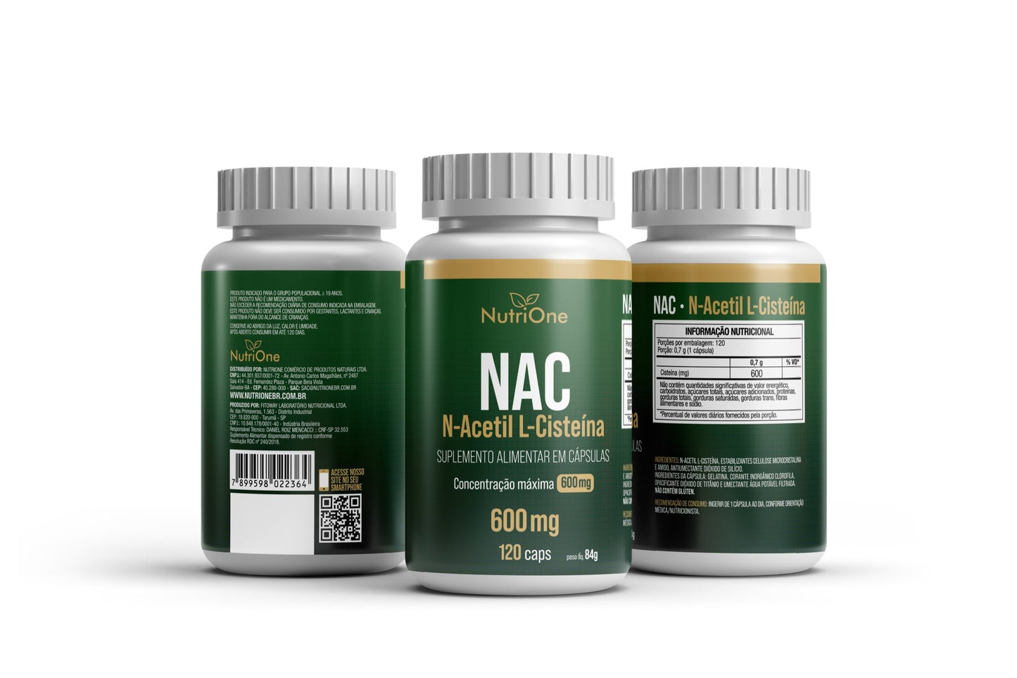 NAC N - Acetil L - Cisteína 600mg 120 Cápsulas - NutriOne E - commerce