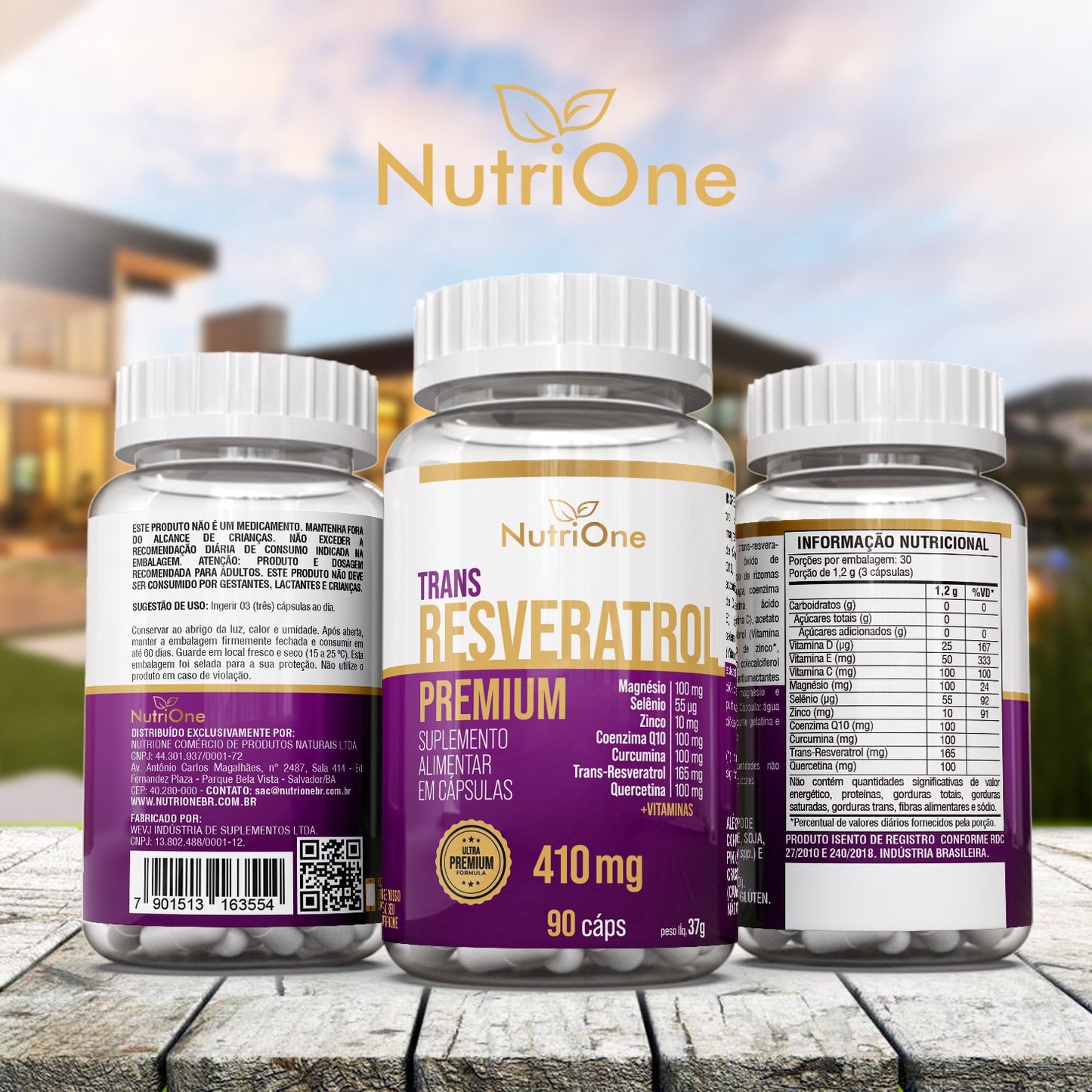 Resveratrol Trans Fórmula Premium 10 Ativos Concentrados 90 Cápsulas - NutriOne E - commerce