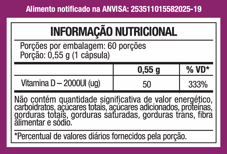 Vitamina D3 2000UI Formulada com Óleo de TCM 60 Softgels - Nutrione - Nutrione