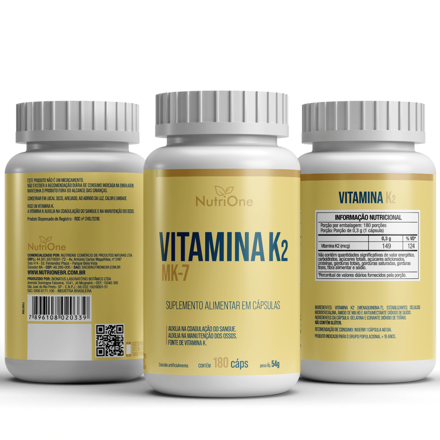 Vitamina K2 Mk7 Menaquinona 180 Cápsulas - NutriOne E - commerce