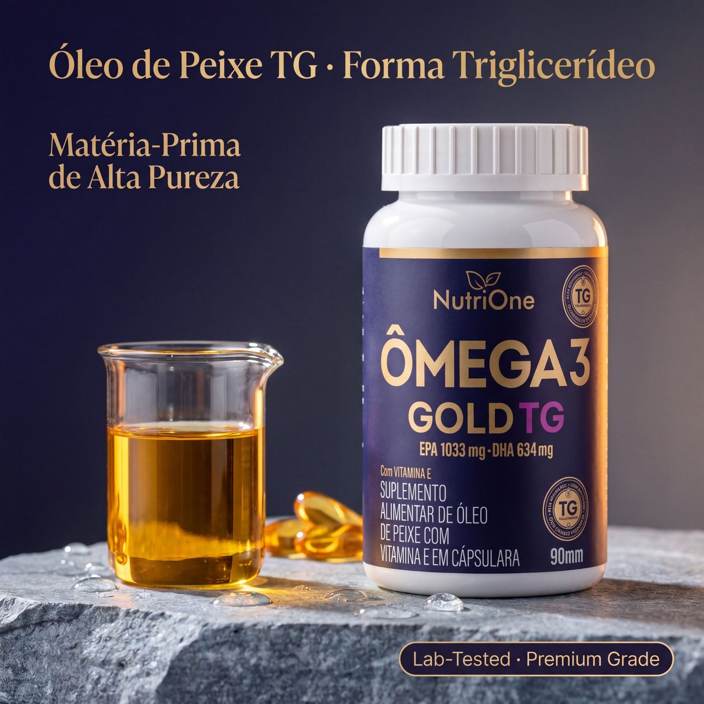 Ômega 3 Gold TG 1200mg EPA/DHA + Vit. E 60 Caps