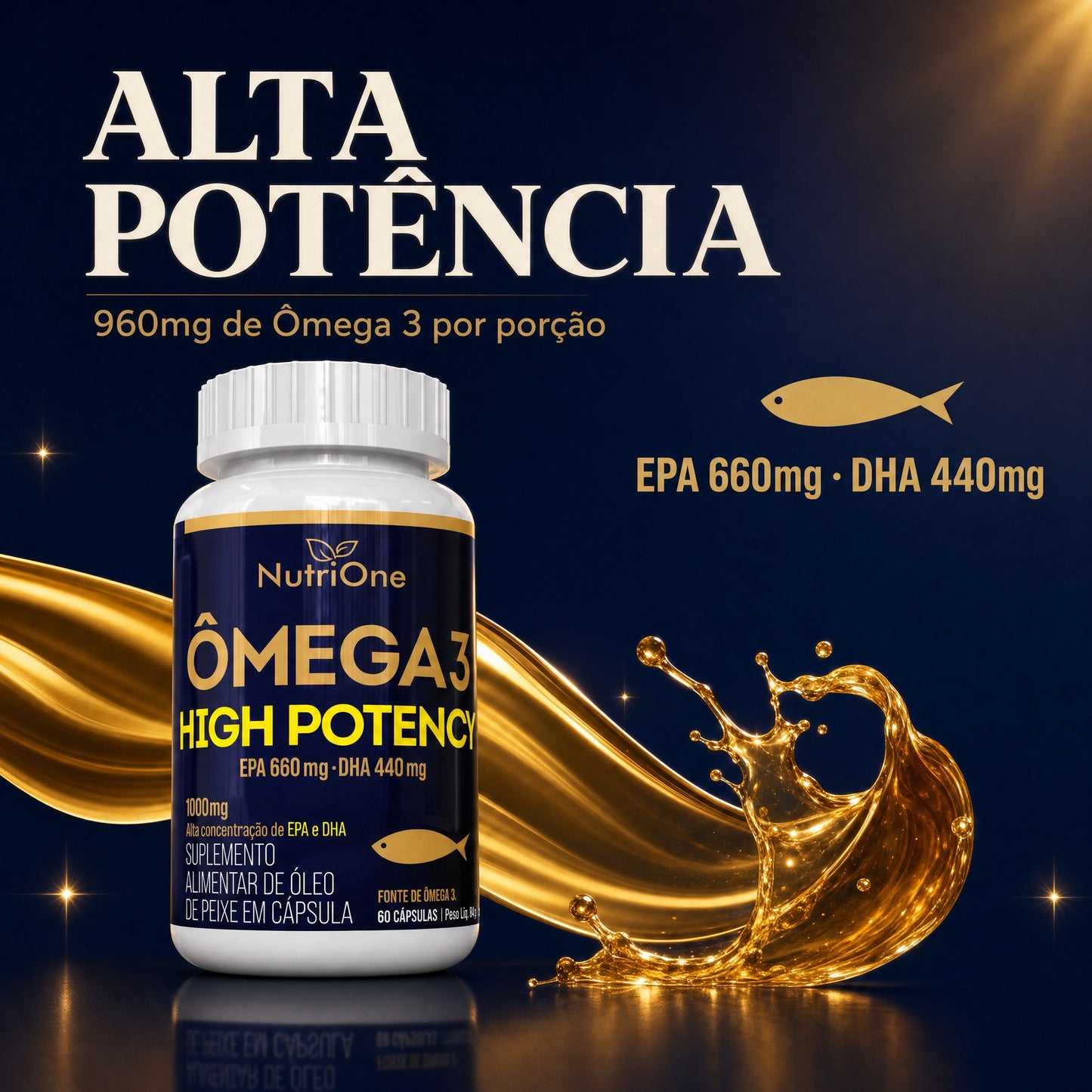 Ômega 3 High Potency 1000mg EPA/DHA 60 Caps