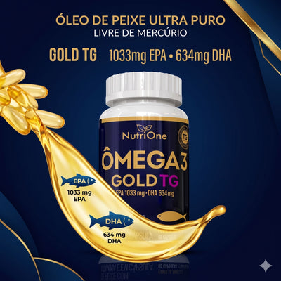 Ômega 3 Gold TG 1200mg EPA 1033mg DHA 634mg com Vitamina E 60 Cápsulas Óleo de Peixe Triglicerídeo Sem Glúten - Nutrione