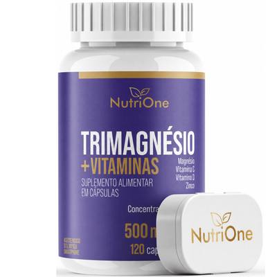 Trimagnesio (Malato, Taurato e Quelato) + Zinco, Vitamina C e D, 120 Capsulas - Nutrione