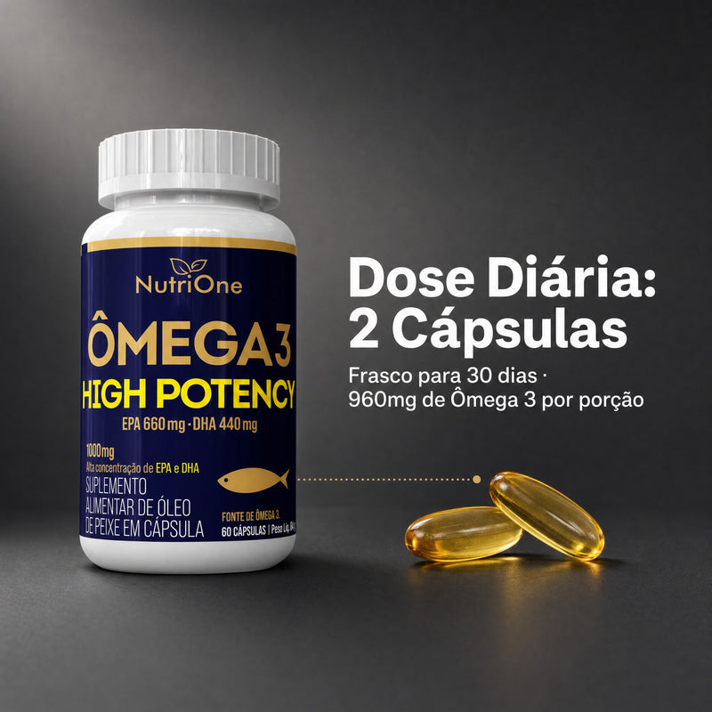 Ômega 3 High Potency 1000mg EPA/DHA 60 Caps