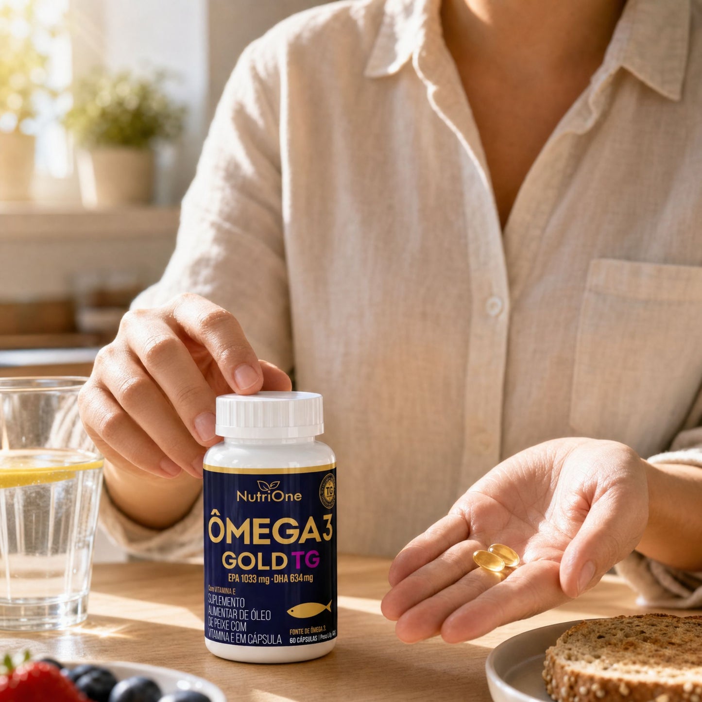 Ômega 3 Gold TG 1200mg EPA/DHA + Vit. E 60 Caps
