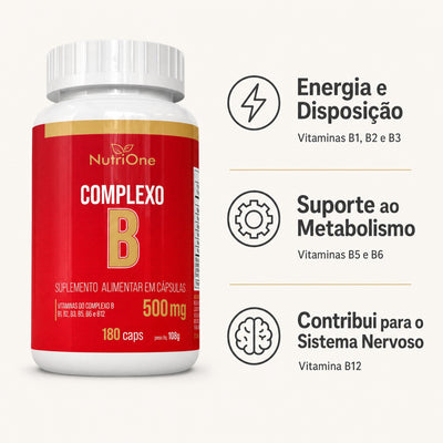 Complexo B 180 Caps 500mg Vits B1 B2 B3 B5 B6 B12 - Nutrione