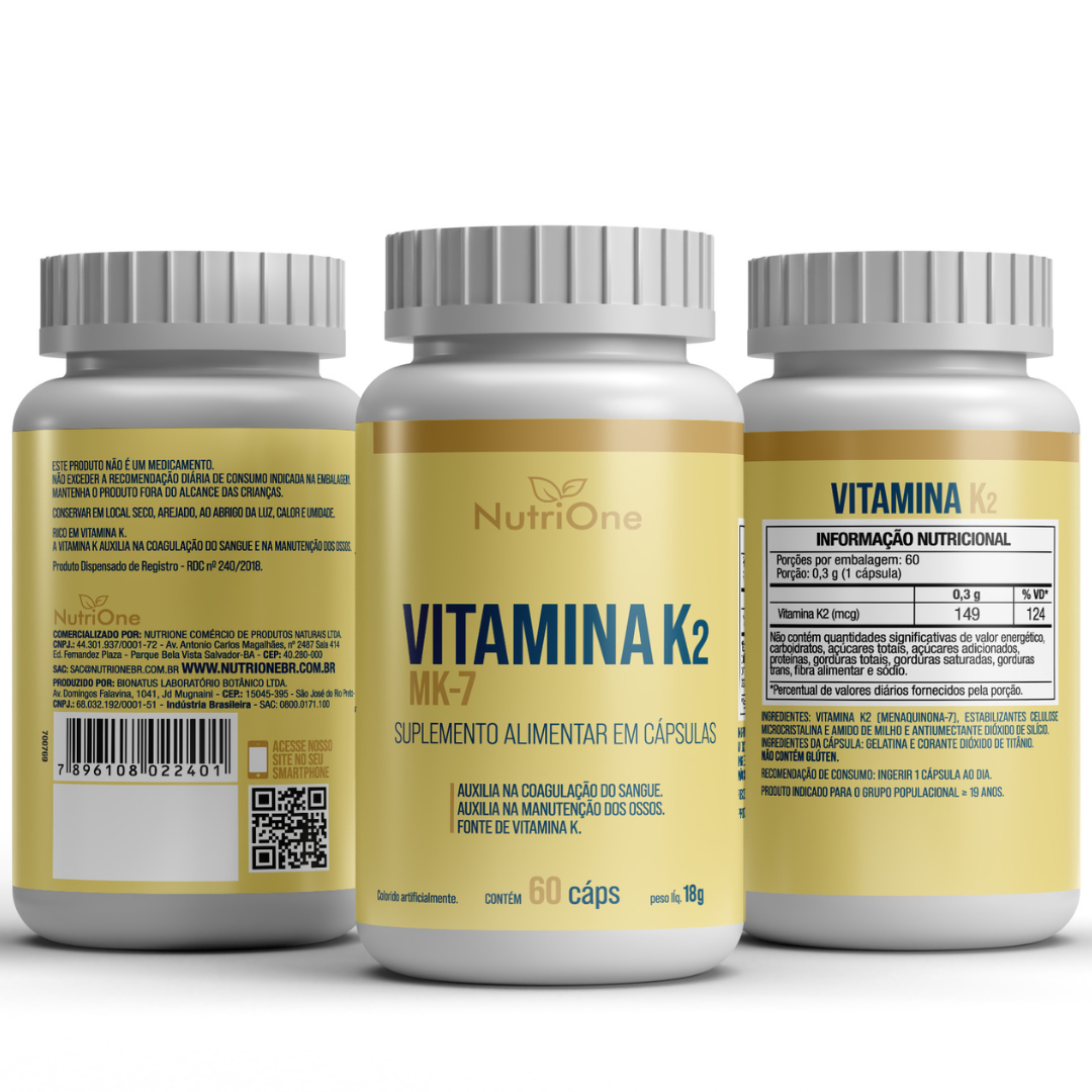 Vitamina K2 MK7 Menaquinona 60 Cápsulas