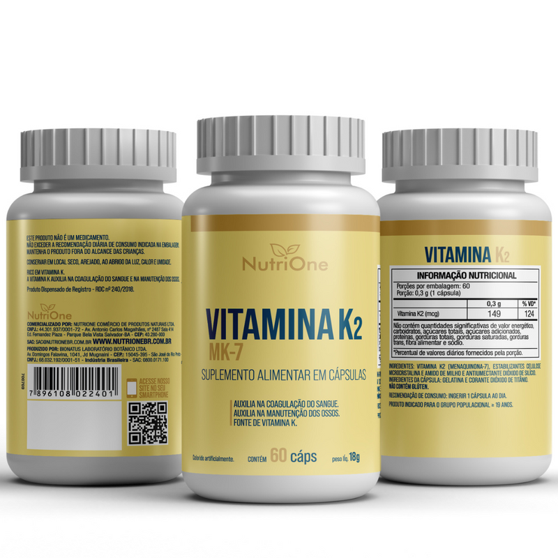 Vitamina K2 MK7 Menaquinona 60 Cápsulas