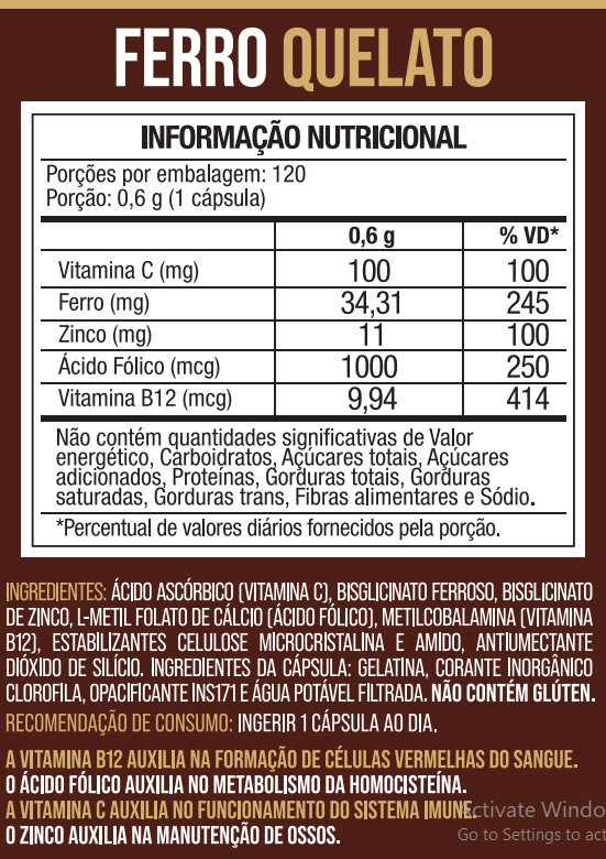 Ferro Quelato Premium 4 Ativos 120 Caps