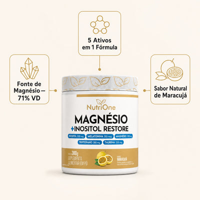 Magnesio + Inositol Restore com Triptofano, Melatonina e Taurina - Sabor Maracuja