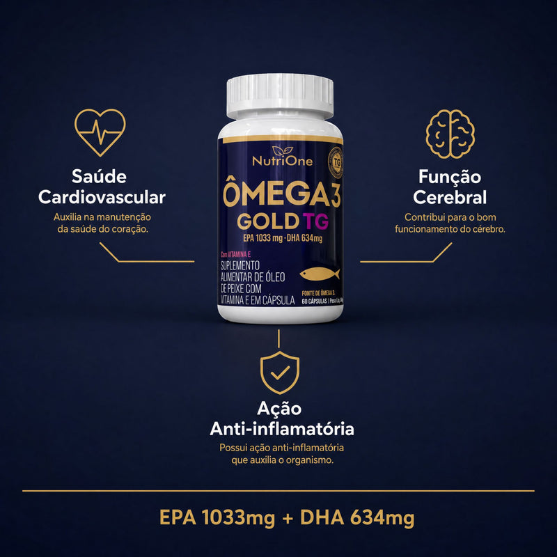 Ômega 3 Gold TG 1200mg EPA/DHA + Vit. E 60 Caps