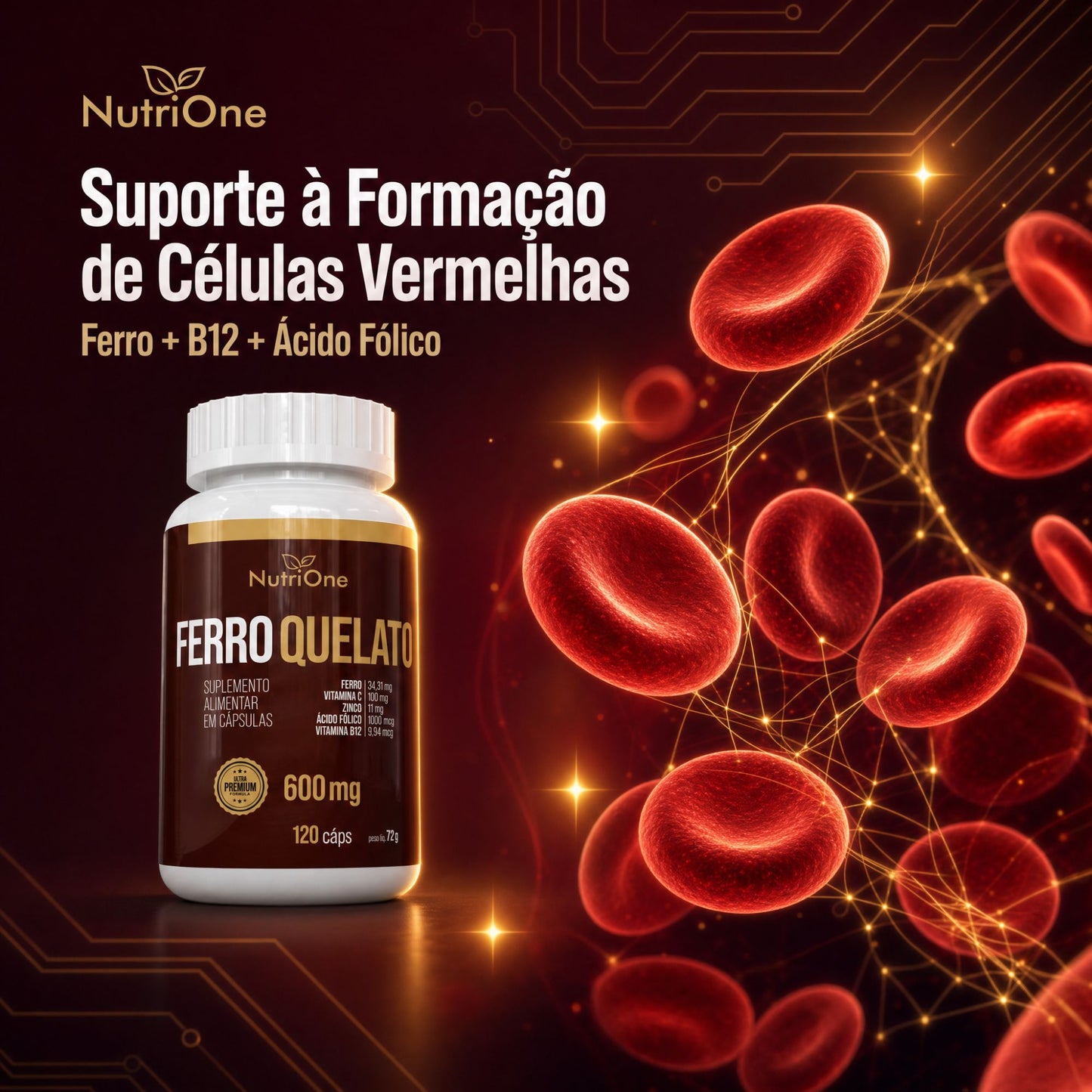 Ferro Quelato Premium 4 Ativos 120 Caps