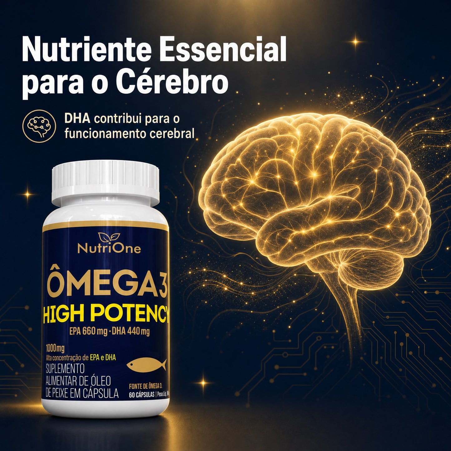 Ômega 3 High Potency 1000mg EPA/DHA 60 Caps