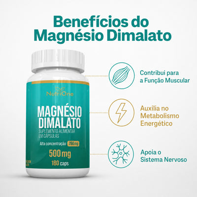 Magnésio Dimalato Puro 180 Caps 500mg