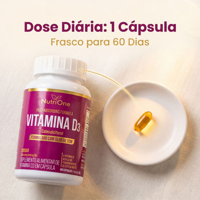Vitamina D3 2000UI Formulada com Oleo de TCM 60 Softgels - Nutrione