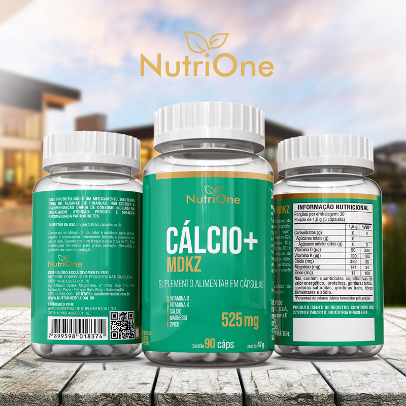 Cálcio+ com Magnésio, Zinco e Vitaminas D e K2 90 Cápsulas - NutriOne E - commerce