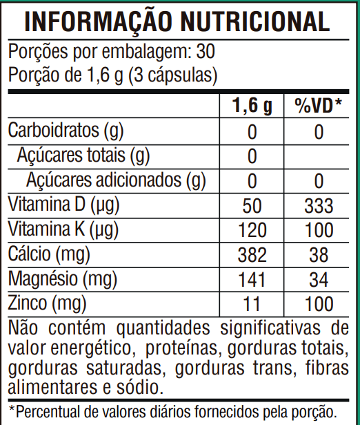 Cálcio+ com Magnésio, Zinco e Vitaminas D e K2 90 Cápsulas - NutriOne E - commerce