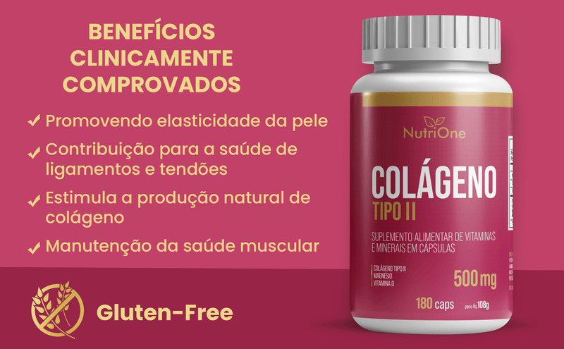 Colágeno Tipo 2 + Vitamina D e Magnésio 180 Cápsulas - NutriOne E - commerce