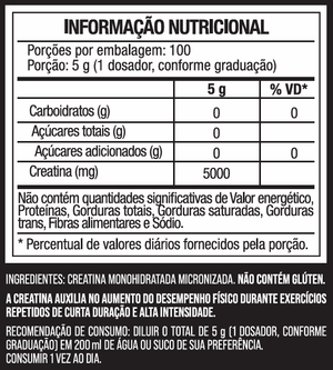 Creatina Monohidratada 100% Pura Micronizada 500g