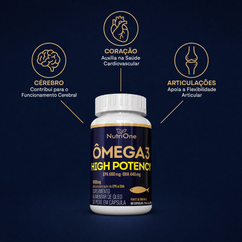Ômega 3 High Potency 1000mg EPA/DHA 60 Caps