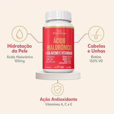 Acido Hialuronico + Biotina, Colageno e Vitaminas  60 Caps - Nutrione