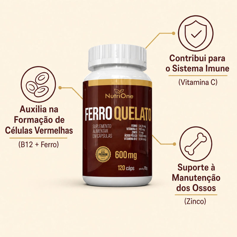 Ferro Quelato Premium 4 Ativos 120 Caps