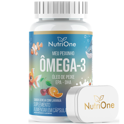 Meu Peixinho Ômega 3 Infantil Kids - Óleo de Peixe EPA DHA Sabor Cereja com Laranja 60 Cápsulas Softgel - Nutrione