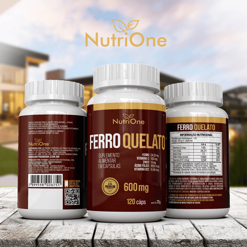 Fórmula Premium Ferro Quelato + 4 Ativos Concentrados 120 Cápsulas - NutriOne E - commerce