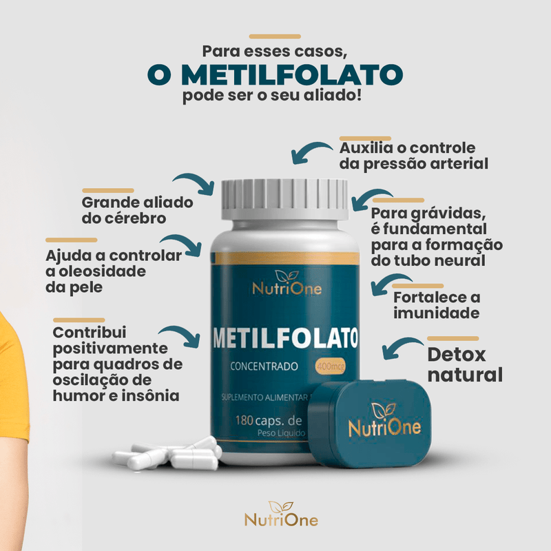 L - Metilfolato, Metilfolato de Calcio 180 Cápsulas - NutriOne E - commerce