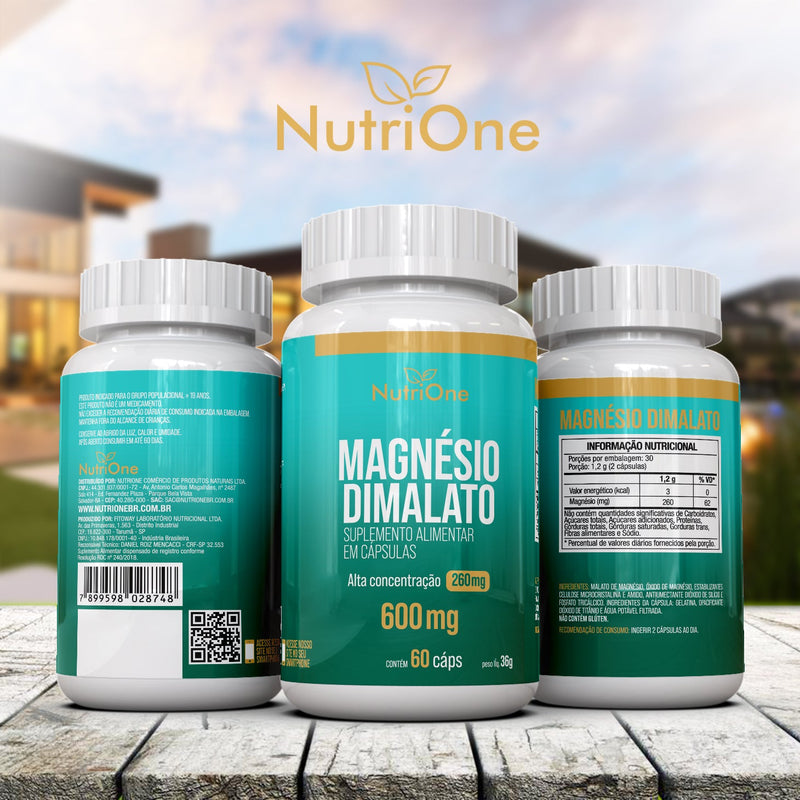 Magnésio Dimalato Puro Alta Concentração 60 Cápsulas - NutriOne E - commerce