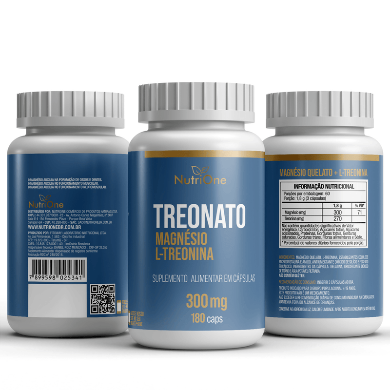 Magnésio L Treonato L - Treonina 180 Cápsulas - NutriOne E - commerce