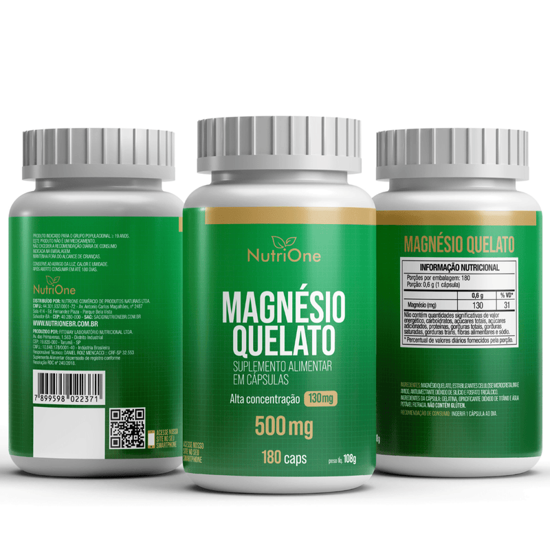 Magnésio Quelato (Bisglicinato) 180 Cápsulas - NutriOne E - commerce
