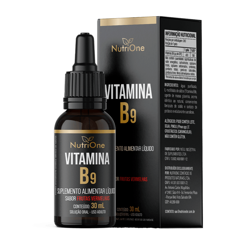 Metilfolato, Vitamina B9, L - Metilfolato de Cálcio Líquido 360 Doses de 1 Gota - NutriOne E - commerce