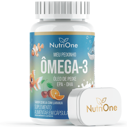 Meu Peixinho Ômega 3 Infantil Kids - Óleo de Peixe EPA DHA Sabor Cereja com Laranja 60 Cápsulas Softgel - Nutrione - Nutrione