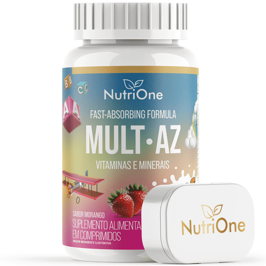 Multivitamínico Infantil Mult - AZ Vitaminas e Minerais de A a Z Sabor Morango 60 Comprimidos - Nutrione - Nutrione