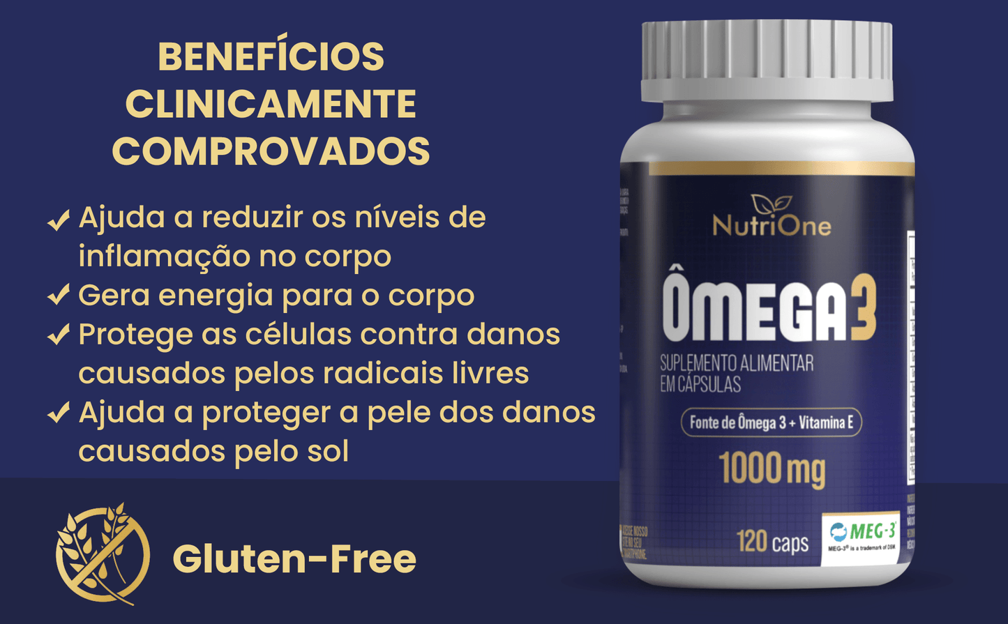 Omega 3 120 Cápsulas Certificado Internacional MEG3 - NutriOne E - commerce