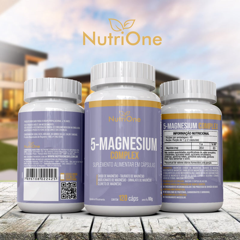 Penta Magnésio (Bisglicinato, Dimalato, Taurato, Cloreto e Óxido) 120 Cápsulas - NutriOne E - commerce