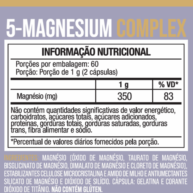 Penta Magnésio (Bisglicinato, Dimalato, Taurato, Cloreto e Óxido) 120 Cápsulas - NutriOne E - commerce