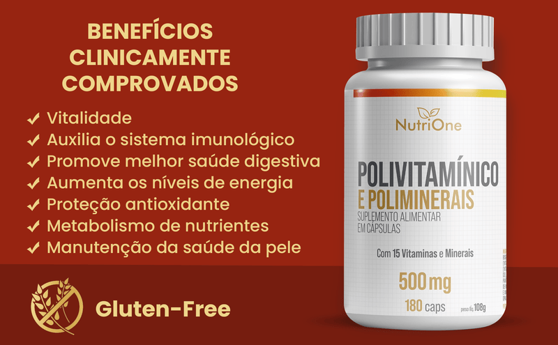 Polivitamínico Premium 15 Nutrientes Essenciais 180 Cápsulas - NutriOne E - commerce
