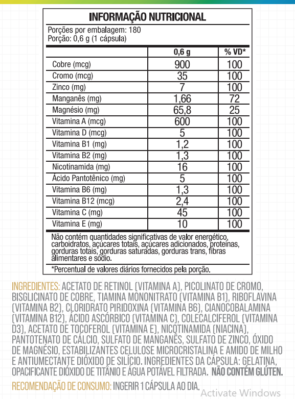 Polivitamínico Premium 15 Nutrientes Essenciais 180 Cápsulas - NutriOne E - commerce