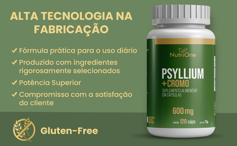 Psyllium + Picolinato De Cromo 120 Cápsulas 600mg - NutriOne E - commerce