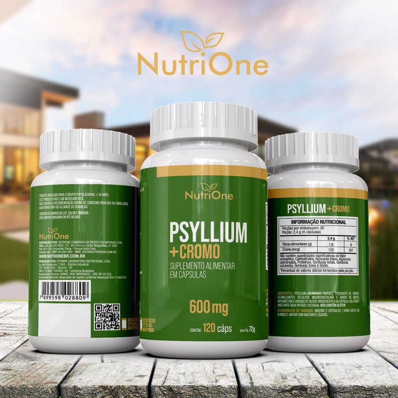 Psyllium + Picolinato De Cromo 120 Cápsulas 600mg - NutriOne E - commerce