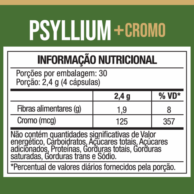 Psyllium + Picolinato De Cromo 120 Cápsulas 600mg - NutriOne E - commerce