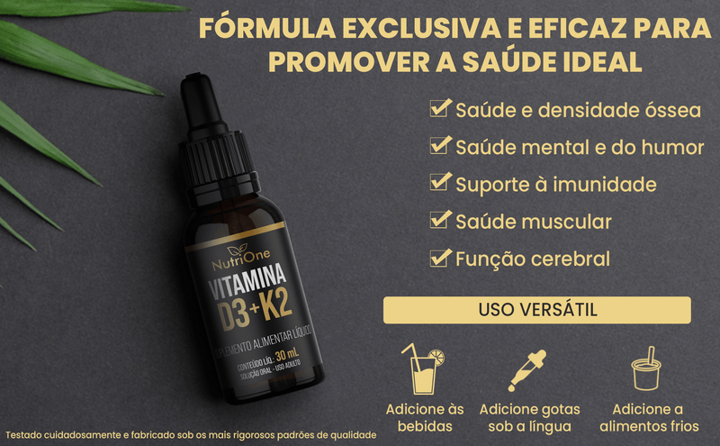 Vit. D3 2.000UI + K2 MK7 120mcg Gotas 120 Doses - NutriOne E - commerce