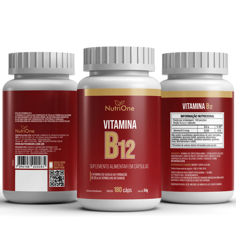 Vitamina B12 Máxima Concentração 180 Cápsulas - NutriOne E - commerce