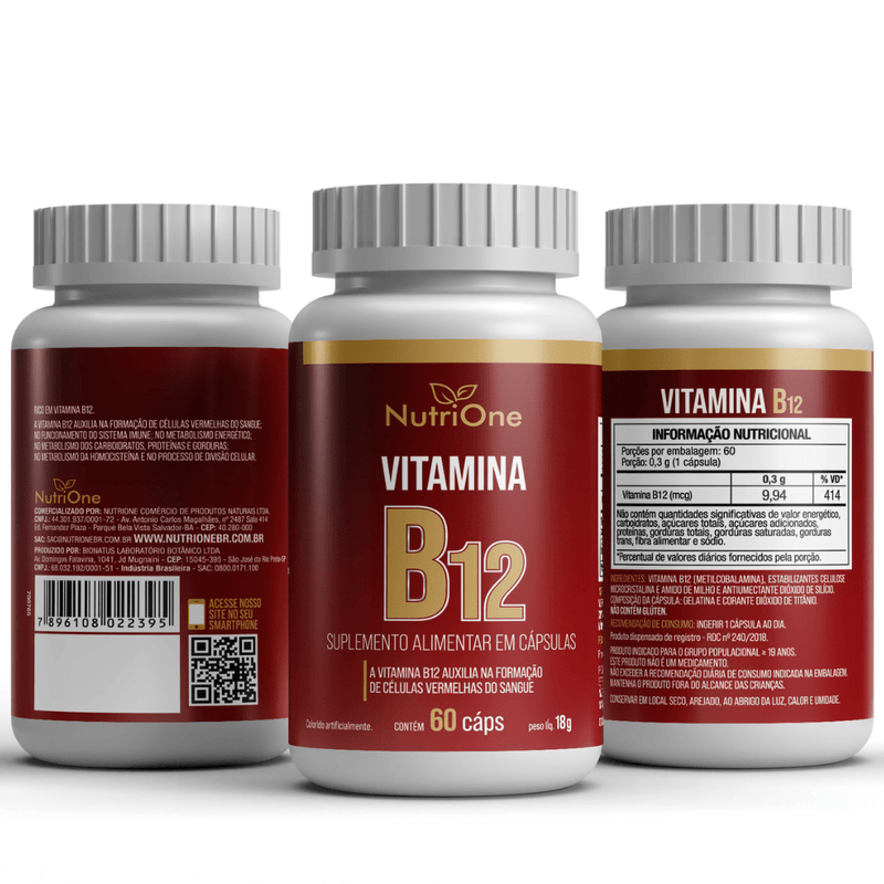 Vitamina B12 Máxima Concentração 60 Cápsulas - NutriOne E - commerce