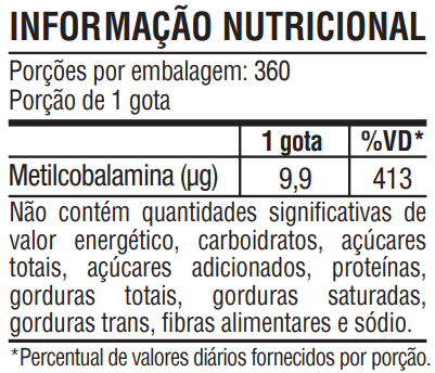 Vitamina B12 Metilcobalamina Líquida Gotas 413% VD - NutriOne E - commerce