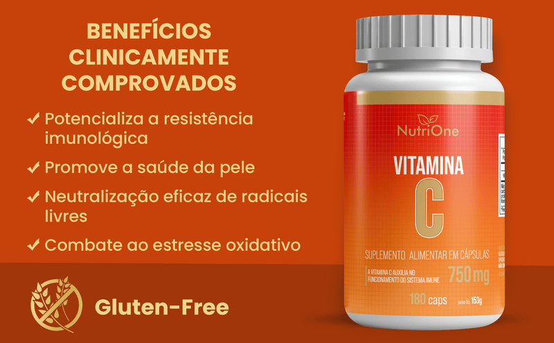 Vitamina C 750mg 180 Cápsulas - NutriOne E - commerce